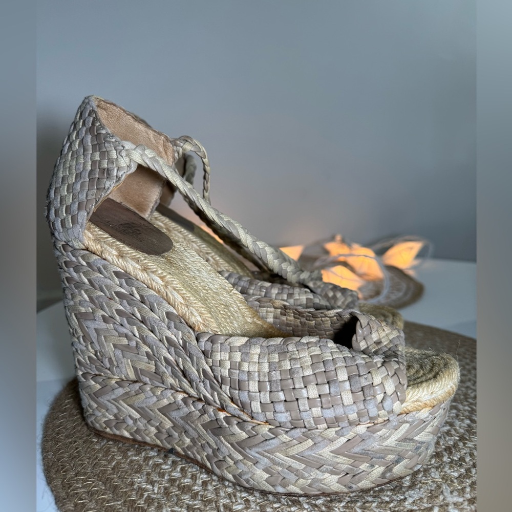 Hermes cloth/leather espadrilles. Worn. Great condition